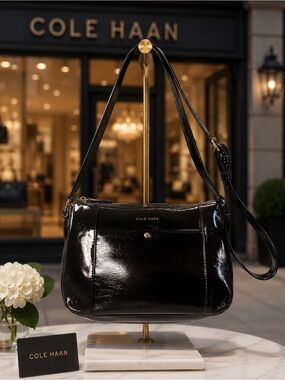 Cole Haan Black Patent Leather Shoulder Crossbody Bag